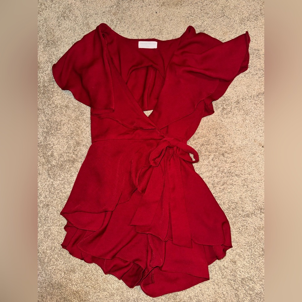 Native Daughters Red Ruffled Wrap Romper - Picture 2 of 4